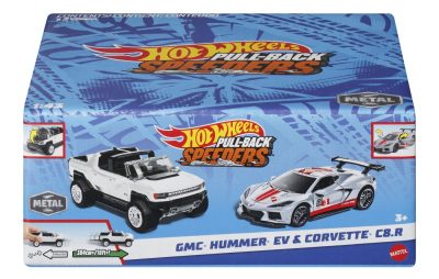 HOT WHEELS SET 2 MASINUTE METALICE PULL BACK GMC HUMMER EV SI CORVETTE C8R 1:43 HOT WHEELS SET 2 MASINUTE METALICE PULL BACK GMC HUMMER EV SI CORVETTE C8R 1:43