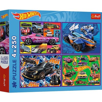 PUZZLE TREFL 4X250 HOT WHEELS MASINI DE CURSE PUZZLE TREFL 4X250 HOT WHEELS MASINI DE CURSE