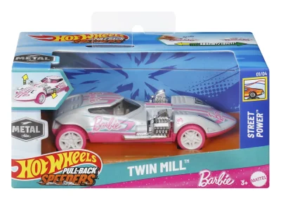 HOT WHEELS MASINUTA METALICA CU SISTEM PULL BACK BARBIE TWIN MILL STREET POWER SCARA 1:43 HOT WHEELS MASINUTA METALICA CU SISTEM PULL BACK BARBIE TWIN MILL STREET POWER SCARA 1:43