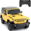 MASINA CU TELECOMANDA JEEP WRANGLER RUBICON GALBEN CU SCARA 1 LA 24