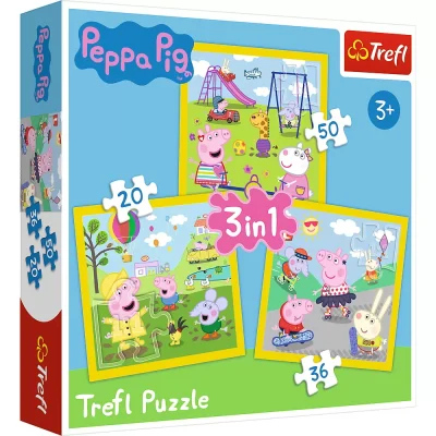 PUZZLE TREFL 3IN1 PEPPA PIG O ZI ANIVERSARA PUZZLE TREFL 3IN1 PEPPA PIG O ZI ANIVERSARA