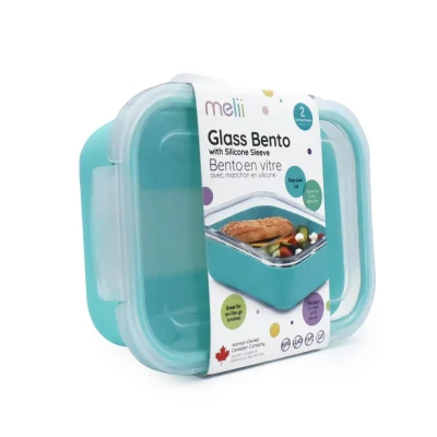 RECIPIENT STICLA 740 ML CU HUSA ANTIDERAPANTA SILICON MELII BLUE