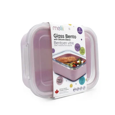 RECIPIENT STICLA 740ML CU HUSA ANTIDERAPANTA SILICON MELII ROZ