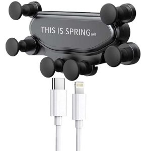 Suport telefon auto pe grila ventilatie cu cablu usb type c la lightning 1m fast charging disponibil la Mercaton pentru stabilitate si incarcare rapida. Comanda acum