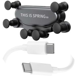 Suport telefon auto pe grila ventilatie cu cablu usb type c la type c 1m fast charging disponibil la Mercaton pentru stabilitate si incarcare rapida. Comanda acum