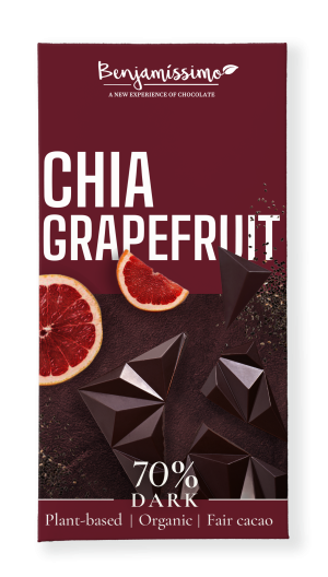Ciocolata neagra 70% cu chia si grapefruit