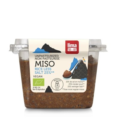 Pasta Miso de orez si soia nepasteurizata cu continut redus de sare eco 300g Lima