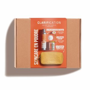 Set cadou gel de dus si exfoliant pudra + geanta cosmetice