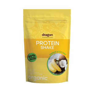 Shake proteic banane si cocos bio 450g Dragon Superfoods - 52% proteine