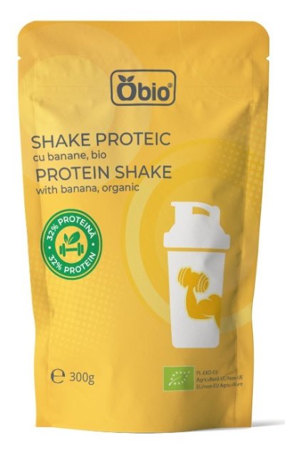 Shake proteic cu banane bio 300g Obio Shake proteic cu banane bio 300g Obio