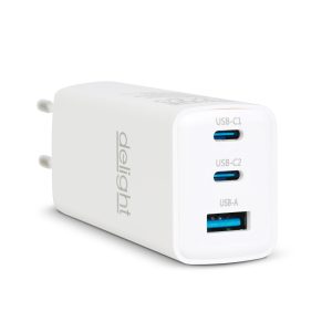 Adaptor universal calatorie 4 porturi USB USB C PD 65W GaN fast charge priza internationala