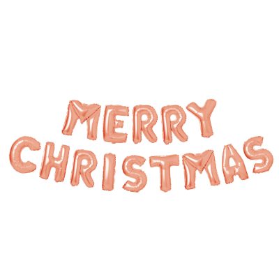 Balon 3D Craciun Merry Christmas folie auriu rose