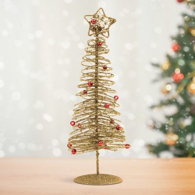 Bradut decorativ Craciun metalic 28 cm
