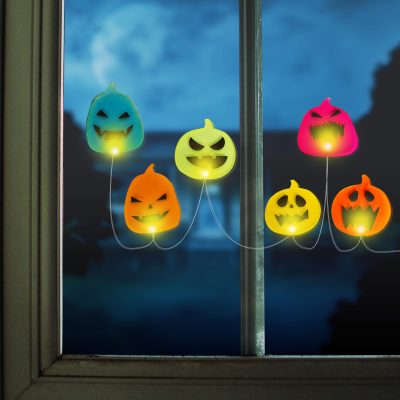 Decoratiune fereastra LED Halloween dovleac gel 85 cm