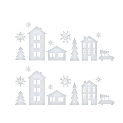 Decoratiune geam Craciun peisaj iarna 37.5 x 27 cm