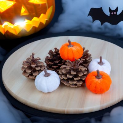 Decoratiune toamna dovleac si con din spuma 6 cm Decoratiune toamna dovleac si con din spuma 6 cm