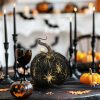 Dovleac decor de Halloween - 11 cm - negru cu paianjen Dovleac decor de Halloween - 11 cm - negru cu paianjen