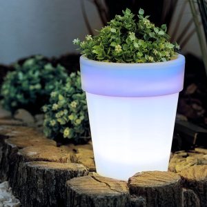 Ghiveci solar LED 4 lumini alb rece