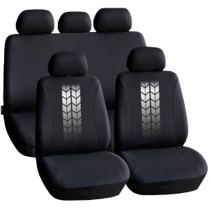 Huse scaune auto universale set 9 piese gri negru lavabile compatibil airbag
