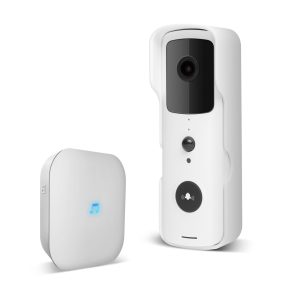 Interfon video wireless WiFi Full HD alb cu PIR MicroSD vedere nocturna audio bidirectional