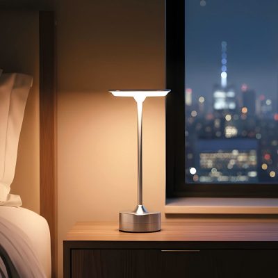 Lampa de masa - argint metal - caldura reglabila color