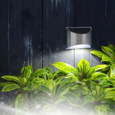 Lampa solara LED perete 4 SMD alb rece