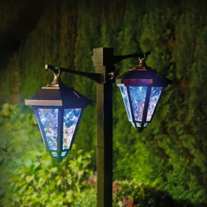 Lampa solara LED tip candelabru 137 cm 2 LED alb rece pentru gradina