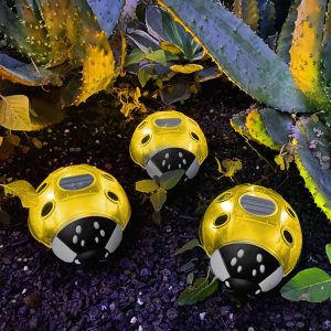 Lampa solara buburuza 6 LED alb cald