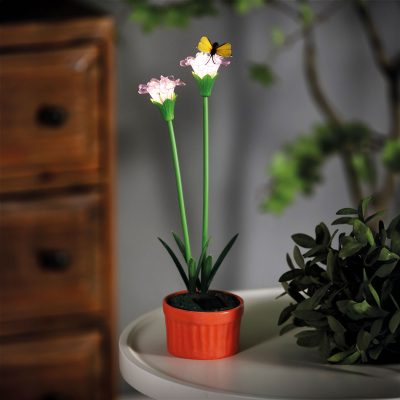 Lampa solara floare violet 10 LED alb cald