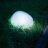 Lampa solara gradina tip pietricica sticla mata LED alb cald
