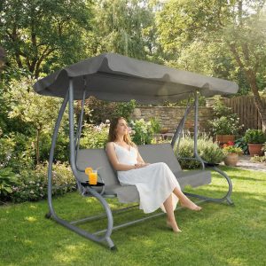 Leagan gradina 3 persoane 200 x 120 x 164 cm gri