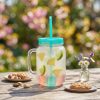 Pahar cu pai 550ml verde cu 4 cuburi racire capac etans reutilizabil Pahar cu pai 550ml verde cu 4 cuburi racire capac etans reutilizabil
