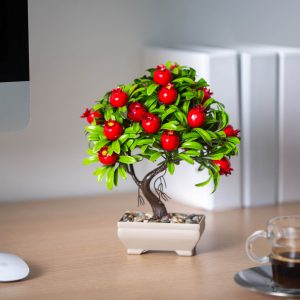 Planta artificiala decorativa cu rodie 24 cm