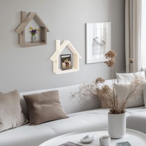 Raft decorativ perete forma casa 24 cm