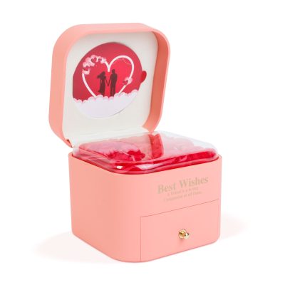 Set 9 trandafiri artificiali in cutie cadou cu colier 11cm