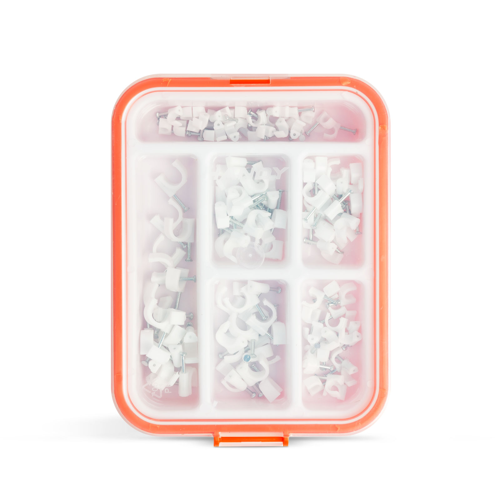 Set Cleme Fixare Cabluri 5–10 mm cu Cui, 125 buc, Organizator cu Cutie ...