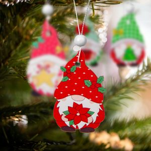Set decoratiuni brad lemn elf 12 buc