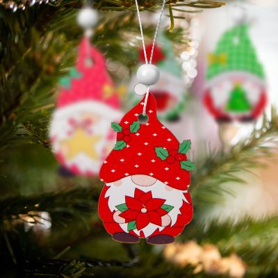 Set decoratiuni brad lemn elf 12 buc