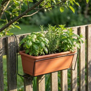 Suport jardiniere balcon metalic negru 40 x 22 cm