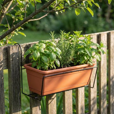 Suport jardiniere balcon metalic negru 40 x 22 cm
