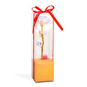 Trandafir artificial cu LED alb 25cm