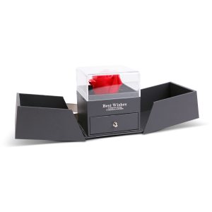 Trandafir etern in cutie cadou cu colier 10cm